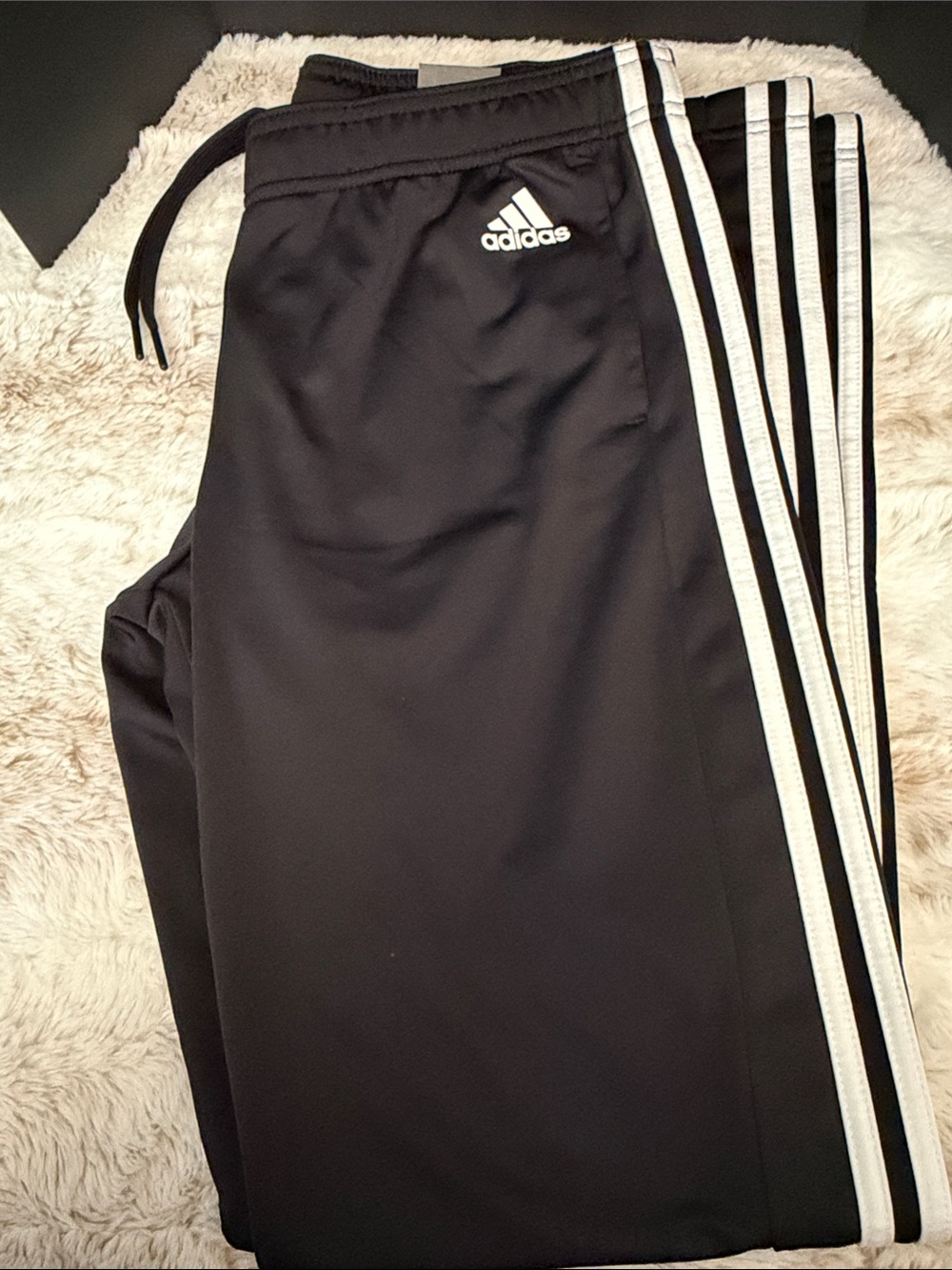 NWT Adidas Essentials Women's 3-Stripe Tricot Track Pants Black White